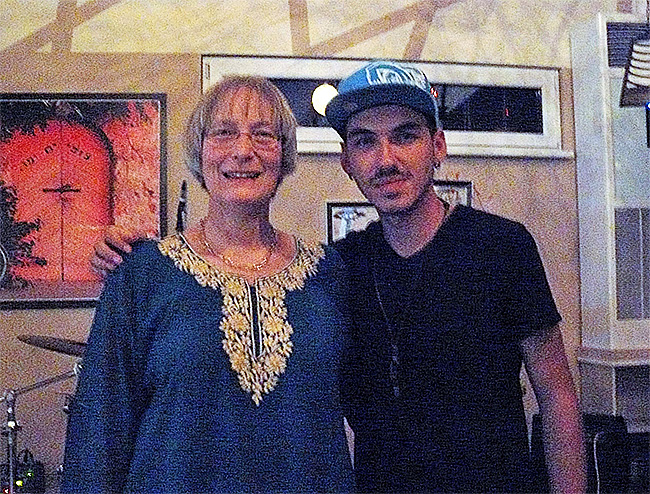Wytske Dijkstra with leader of the Albanian band that played during the welcome dinner.