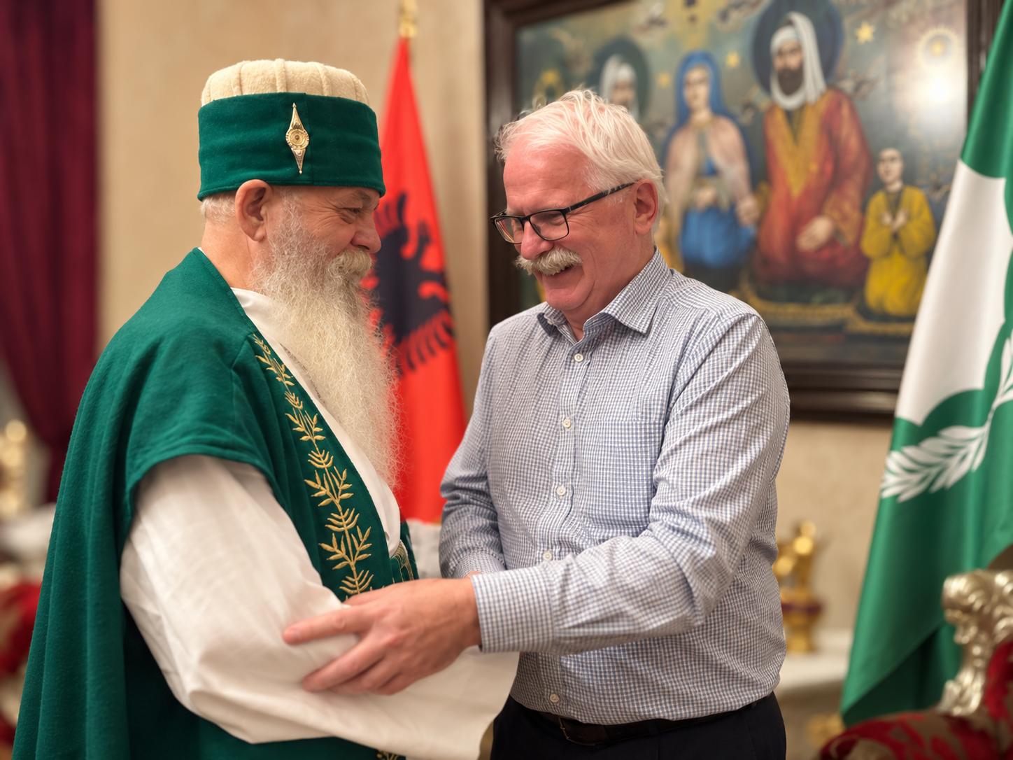 IARF President Robert Ince with Baba Mondi, world leader of the Bektashi Order