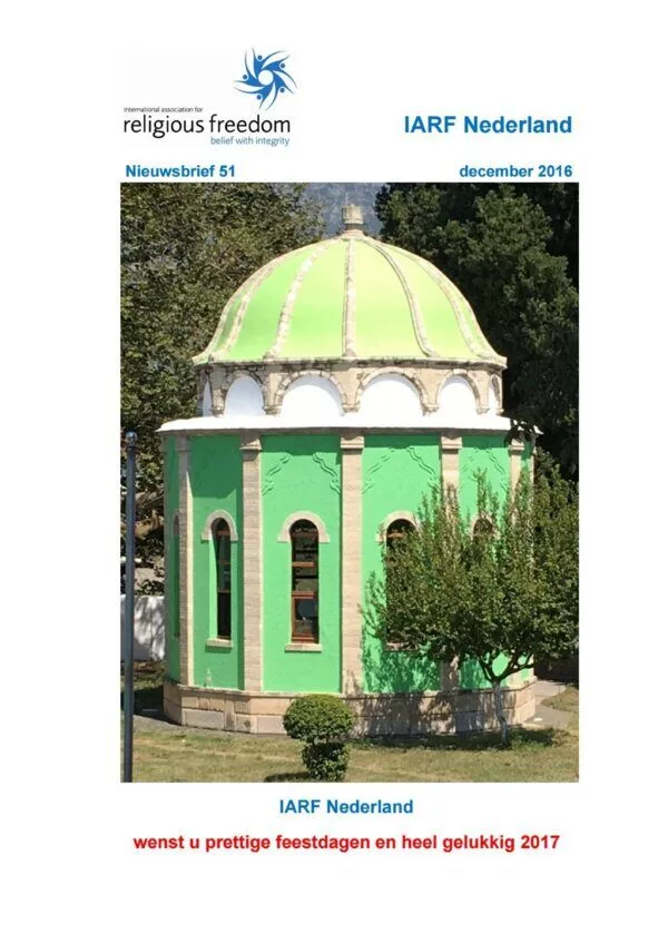 Cover for IARF Nederland Nieuwsbrief 51 (December 2016)