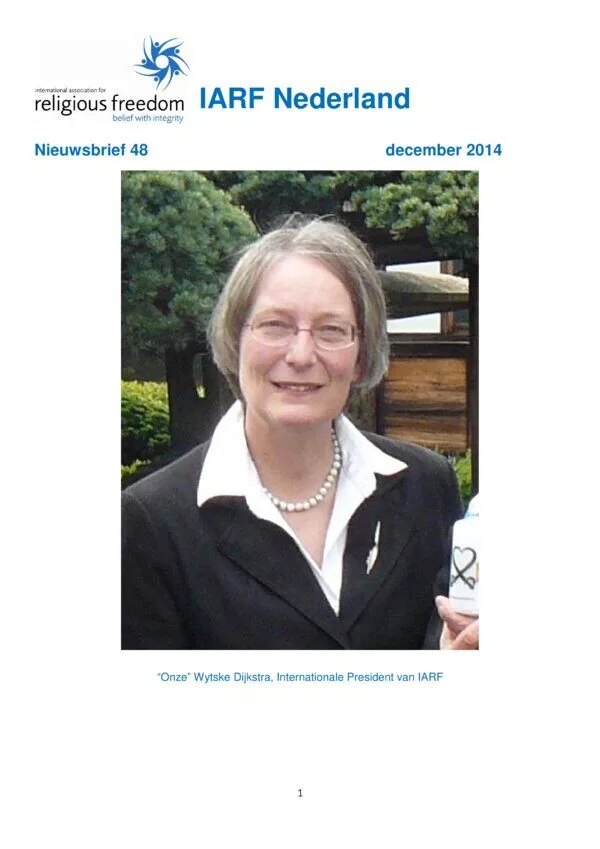 Cover for IARF Nederland Nieuwsbrief 48 (December 2014)