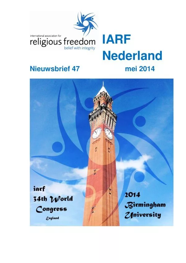 Cover for IARF Nederland Nieuwsbrief 47 (Mei 2014)