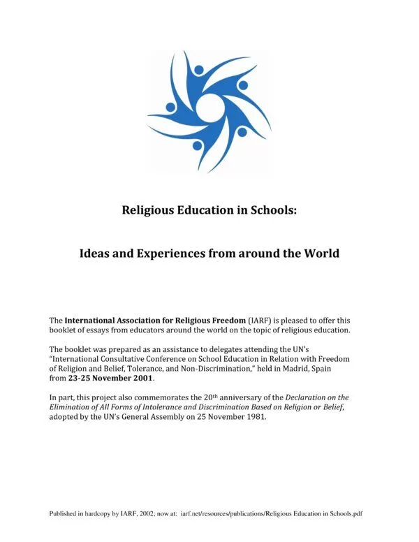 Cover for Religious Education in Schools: Ideas and Experiences from around the World