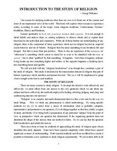 Cover for Introduction to the Study of Religion