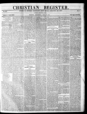 Cover for Christian Register, 1845-05-17 (Vol. XXIV, No. 20)