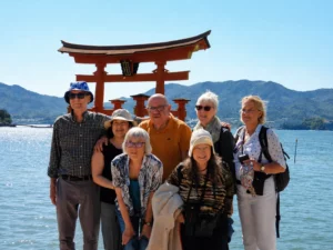 The group in Miyajima, in front of the floating Torii Gate.